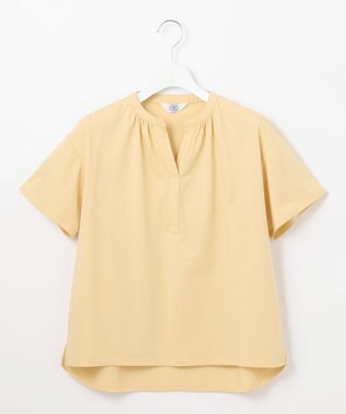 J.PRESS LADIES 【洗える・接触冷感】プレーティングジャージー バンドカラー カットソー マリーゴールド系