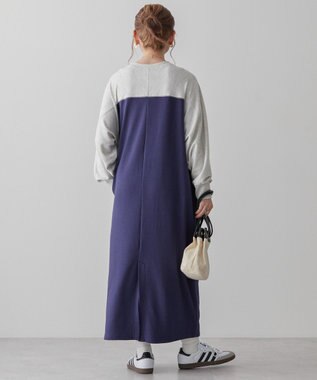 AMERICAN HOLIC 異素材ラグランスリーブロングワンピース Navy