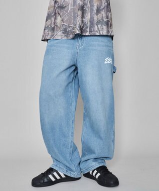 WEGO 【ウエスト紐で調整】イージーペインターグラフィックデニムパンツ 柄3