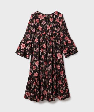 GRACE CONTINENTAL ボタニカルプリントティアードワンピース ブラック