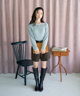 earth music&ecology 【WEB限定】アイレットジャカードタイトプルオーバー Flower yellow