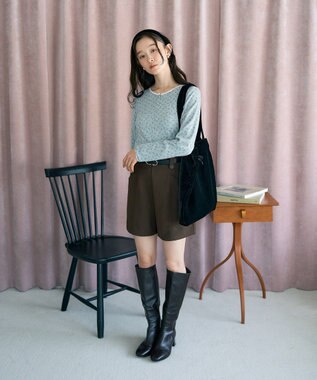 earth music&ecology 【WEB限定】アイレットジャカードタイトプルオーバー Flower yellow