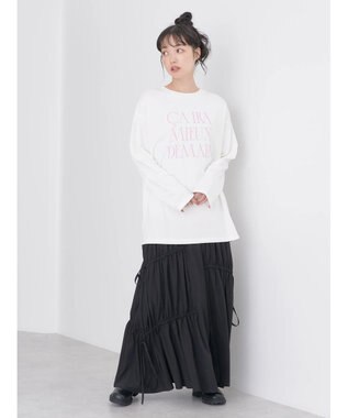 earth music&ecology ドロストギャザーフレアスカート Black