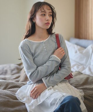 earth music&ecology 【WEB限定】アイレットジャカードタイトプルオーバー Gray