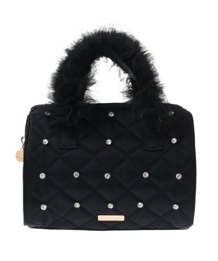 Maison de FLEUR チュールハンドルラインストーンボストンバッグ Black
