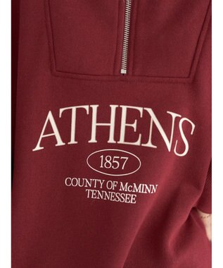 earth music&ecology ハーフジップロゴチュニック Burgundy