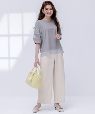 ANY SIS 【洗える】シアーコンビ プルオーバー ライトグレー