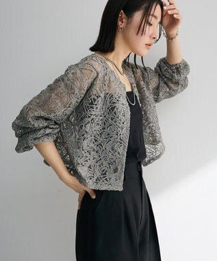 Green Parks ・ＥＬＥＮＣＡＲＥ　ＤＵＥ　２ｗａｙコードレースカーデ Charcoal Gray