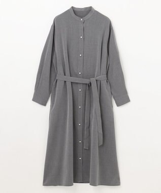 ANY 【洗濯機可能/ストレッチ】ウールライク前開きワンピース グレー