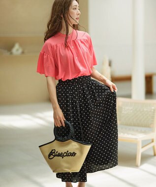 組曲 L 【速乾】ドライタッチ フレア袖トップス フラミンゴ系