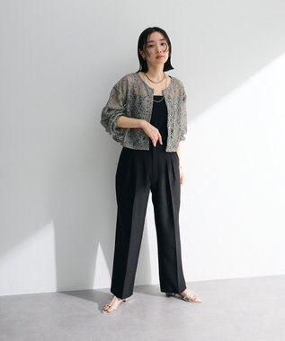 Green Parks ・ＥＬＥＮＣＡＲＥ　ＤＵＥ　２ｗａｙコードレースカーデ Charcoal Gray