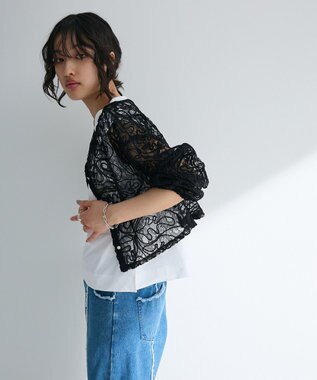 Green Parks ・ＥＬＥＮＣＡＲＥ　ＤＵＥ　２ｗａｙコードレースカーデ Black