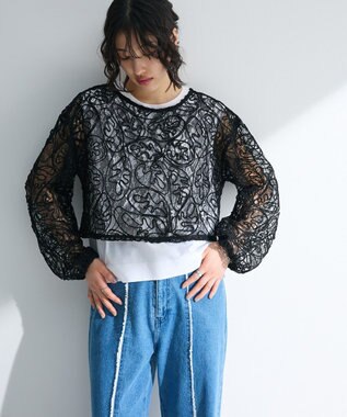 Green Parks ・ＥＬＥＮＣＡＲＥ　ＤＵＥ　２ｗａｙコードレースカーデ Black