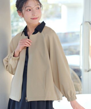 Tiaclasse ダンボールポンチノーカラーブルゾン ベージュ