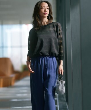 23区 L 【洗える】ベアトップ パッド付き キャミソール ブラック系