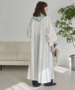 WEGO 【ANGIE VINTAGE】ボリュームスリーブ バンドカラー シャツワンピース オフホワイト