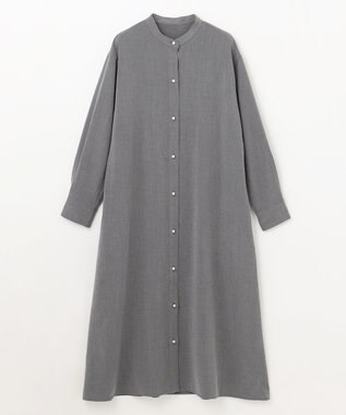 ANY 【洗濯機可能/ストレッチ】ウールライク前開きワンピース グレー