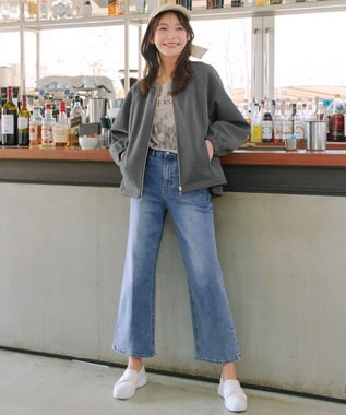 Tiaclasse ダンボールポンチノーカラーブルゾン チャコールグレー