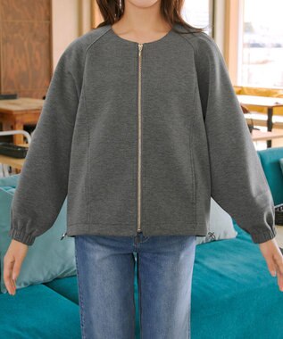 Tiaclasse ダンボールポンチノーカラーブルゾン チャコールグレー