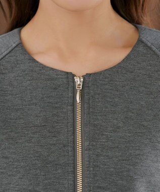 Tiaclasse ダンボールポンチノーカラーブルゾン チャコールグレー