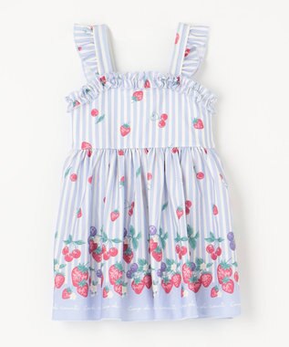 ANY KIDS ストライプ×フルーツ ワンピース 水着 サックスブルー系