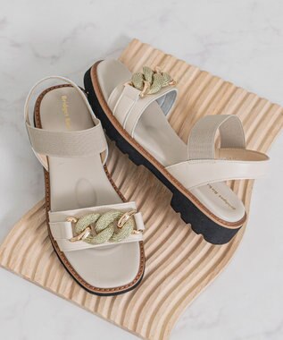 Bridget Birkin 【Bridget Birkin】キラキラチェーンアクセントサンダル