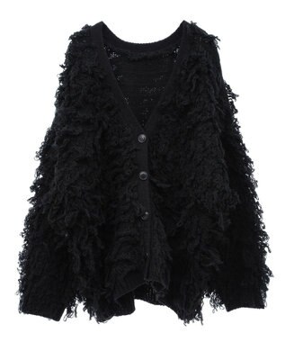 Green Parks フリンジニットカーディガン Black