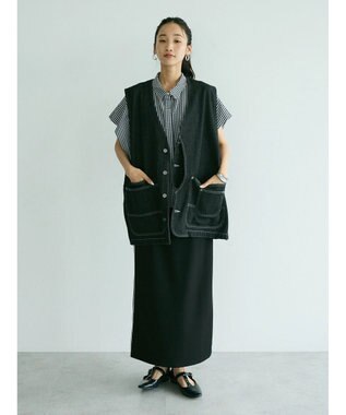 CRAFT STANDARD BOUTIQUE パイピングラインスカート Black