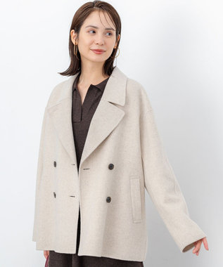 組曲 S ダブルブレストリバー コート アイボリー系