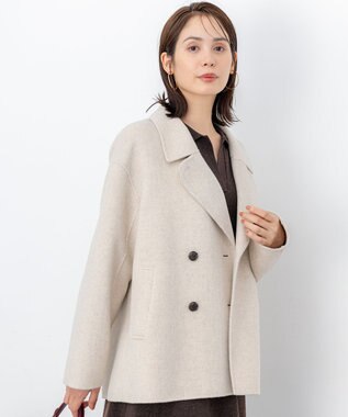 組曲 S ダブルブレストリバー コート アイボリー系