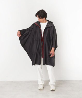 MOONBAT POLO RALPH LAUREN(ポロ ラルフローレン) ポロポニー ポケッタブル レインポンチョ レインコート 無地 フード 収納袋 ロゴ入 レディース ブラック