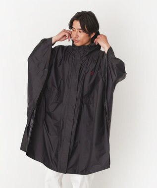 MOONBAT POLO RALPH LAUREN(ポロ ラルフローレン) ポロポニー ポケッタブル レインポンチョ レインコート 無地 フード 収納袋 ロゴ入 レディース ブラック
