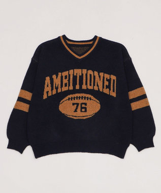 WEGO 【25年秋冬新作】フラッフィーVネックニットBIGプルオーバー ネイビー