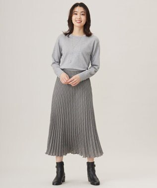 J.PRESS LADIES L 【洗える】テトロンレーヨンビエラ チェック プリーツ スカート ブラック×イエロー系