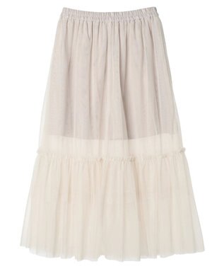 earth music&ecology ティアードチュールスカート Ivory