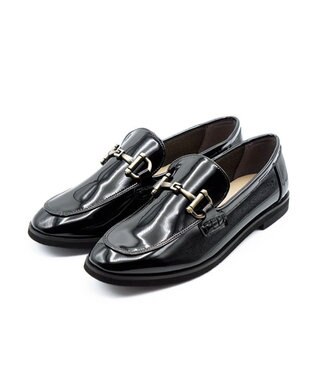 APOM 晴雨兼用　ウォーターレジストビットローファー ブラックエナメル