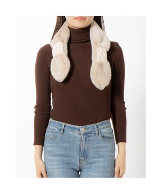 UNBILLION カシュネ cache nez / ニット×フェイクファーマフラー ベージュ