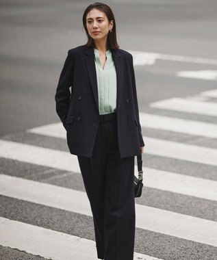 ICB ミックスブッチャー ダブルブレストジャケット ネイビー