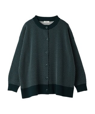 earth music&ecology ダイヤ柄ジャガードカーディガン Dark Green