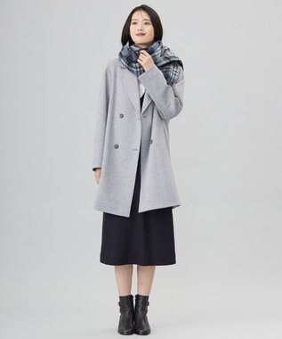 J.PRESS LADIES 【洗える】カシミヤチェック ストール ブルー系3