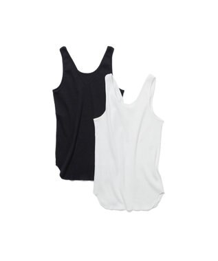 LENO BACK TO FRONT TANK TOP　前後着用可能テレコタンクトップカットソー WHITE