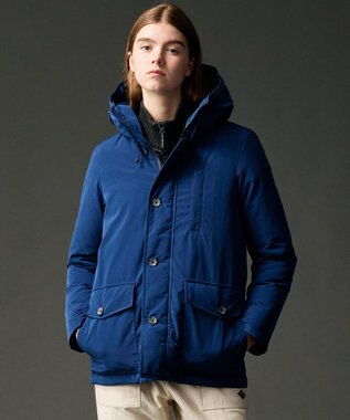 JOSEPH ABBOUD MOUNTAIN 【サスティナブル/ECO撥水/ECOファー/９ポケット】ナイロンピーチダウンコート ブルー系