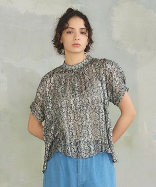 J.PRESS YORK STREET 【WOMEN】オリジナルタイルプリント ブラウス ブラック系5