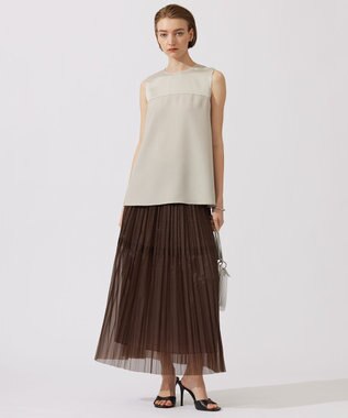 ICB 【接触冷感・UVケア・速乾・洗える】 FluidBackSatin ノースリーブブラウス トープ系