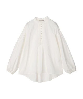 CRAFT STANDARD BOUTIQUE パールボタンピコフリルブラウス Off White