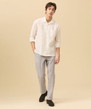 J.PRESS MEN 【LIBECO】リネンオープンカラー シャツ ホワイト系