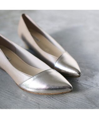 MODE ET JACOMO <MODE ET JACOMO>ポインテッドウェッジソールパンプス ベージュコンビ