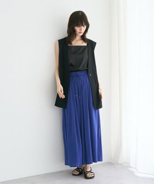 YECCA VECCA 【セットアップ可能】シルキータックワイドパンツ Blue