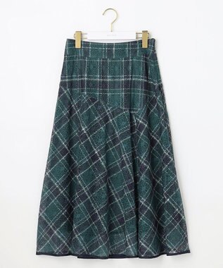 ANY SIS 【洗える】レースオンチェック スカート グリーン系