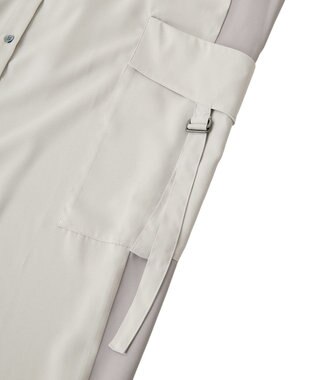 YECCA VECCA カーゴデザイン配色シャツワンピース Light Beige